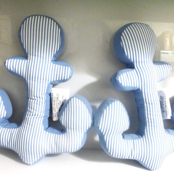 CUSH1 - Pair of ANCHOR CUSHIONS Nautical Ship Boat Cottage Camp Beach Fishing - Picture 1 of 6